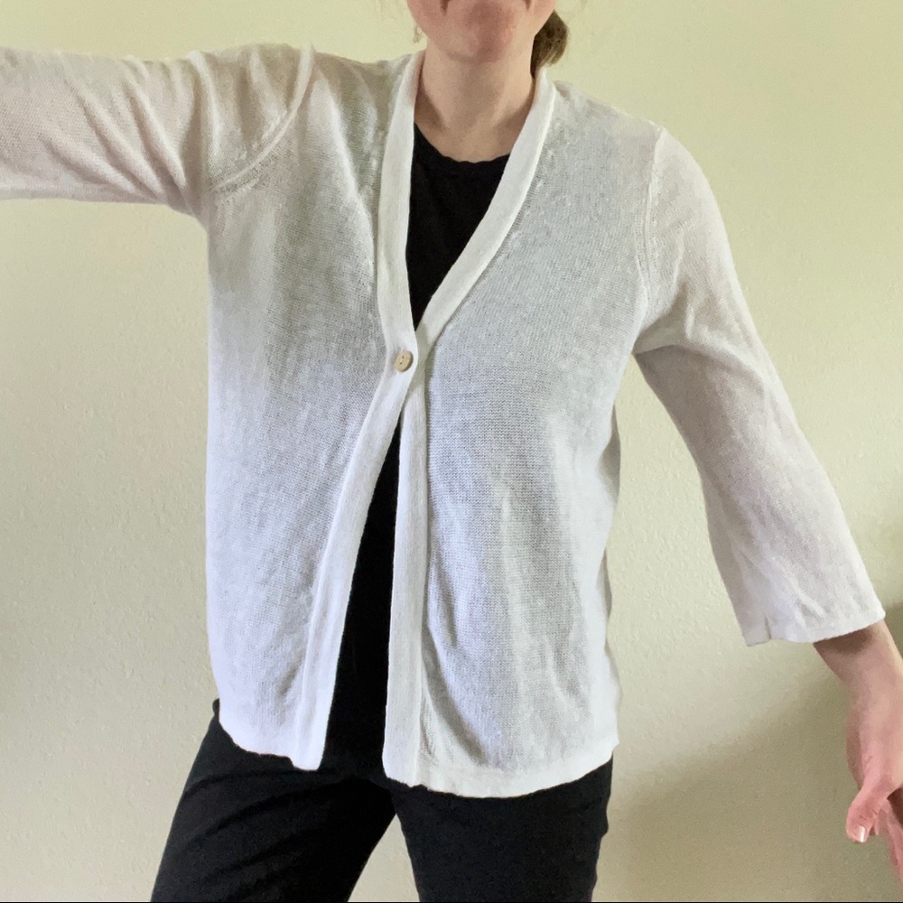 J JILL Crisp White Cardigan